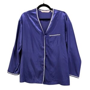 Victorias Secret PJ Top XS Satin Button Down Pajama Sleep Shirt Sateen